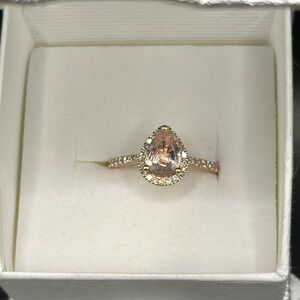 Rose Gold 10k Morganite & Diamond Halo Engagement Ring